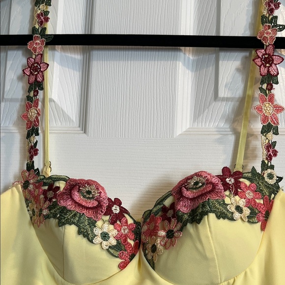 Floral Embroidered Yellow Dress - Picture 1 of 5
